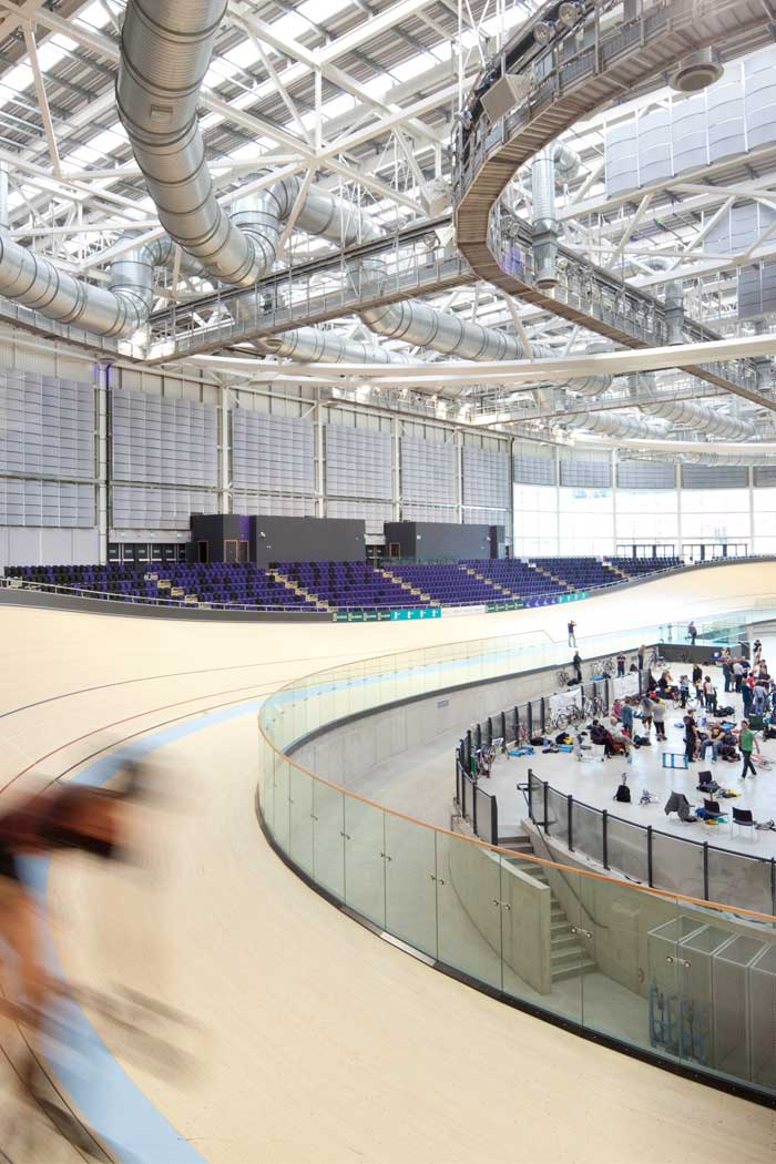 Bikers riding at Emirates Arena, UK, lit by Philips Sports Lighting solutions