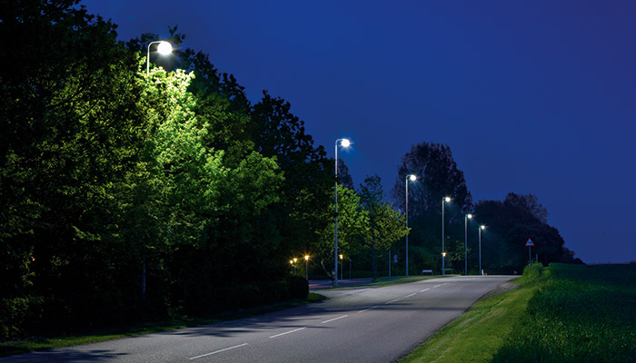 Street well-lit with Philips LED lighting 
