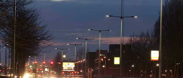 An illuminated street
