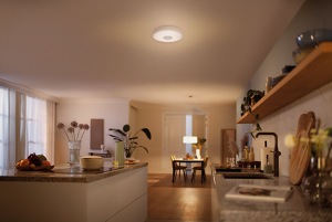 Room with low brightness setting of a Philips SceneSwitch LED bulb