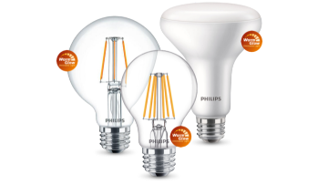 Philips WarmGlow LED bulbs range of products with Warmglow labels